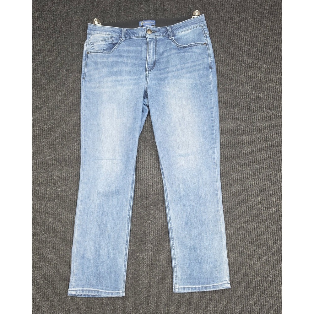 Democracy Ab Solution Straight Leg Jeans Light Wash Blue Petite 14P BP1848POK